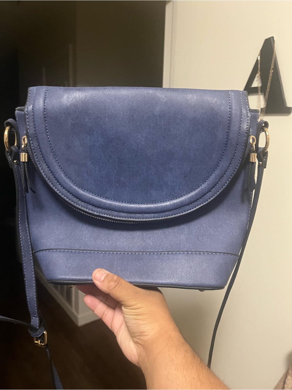 Navy Blue Saddle Crossbody Bag - Women